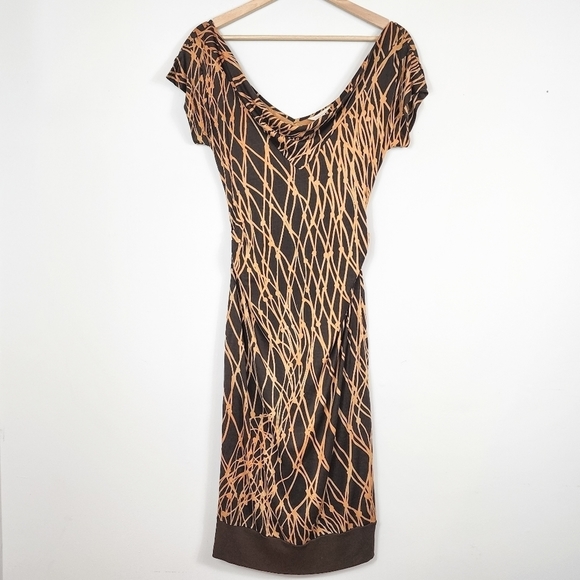 Diane Von Furstenberg Dresses & Skirts - Diane Von Furstenberg Vintage 100% Silk Rope Print Chocolate Brown Dress SZ 6
